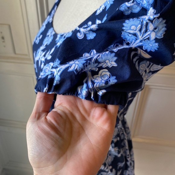 J CREW BLUE FLORAL TIERED PUFF SLEEVE MIDI DRESS SIZE 6 - Picture 6 of 11